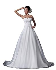 A-line Organza Lace Dropped   Waistline Floor Length Sweetheart  Dress with a Chapel Train 