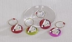 4-Piece Set Holiday Betty Boop Wine Charm Drink Identifiers #23479