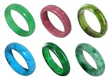 Set of 6 Gemstone Band Jade, Rhodonite and Turquoise each Ring Size 9