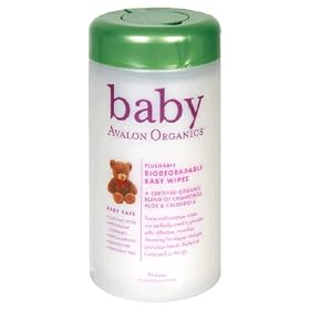 Avalon Organics Biodegradable Baby Wipes, Flushable, 50 wipes