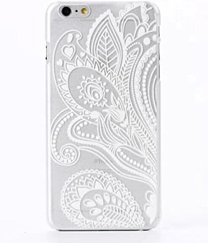 Hot Style - Value Area Clear Plastic Case Cover for Apple Iphone6 4.7" Iphone6 5.5" Henna White Floral Paisley Flower Mandala + Screen Protector (For Iphone 6 5.5")