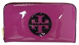 Tory Burch Patent Leather Zip Continental Wallet Hibiscus Pink