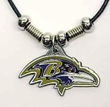 Baltimore Ravens Leather Necklace w/Beads & Pewter Pendant - NFL Football Fan Shop Sports Team Merchandise