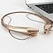 GJT®Wireless Stereo Bluetooth 4.0 Headsets Headphones Flex Neck Strap EarBuds Lightweight Noise Cancelling Earphones for iPhone,Samsung,Android Cellphones Enabled Bluetooth Device(GOLD)