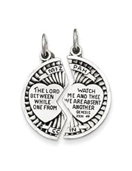 Antiqued 2-Piece Mizpah Pendant-Sterling Silver Satin Antiqued 2-Piece Mizpah Pendant