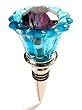 Glass Teal & Amber Flower Wine Stopper