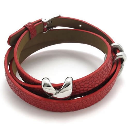 KONOV Stainless Steel Cross Charm and Red Rubber Womens Bracelet, fits 7-8 inches