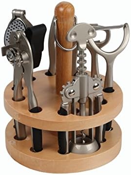 Matsuta 7 Piece Every Day Essential Revolving Kitchen Gadgets Cooking Tools Gift Set (Set of 6), Silver