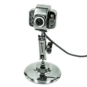 USB Webcam with Microphone and LED Lights - Metal Finish