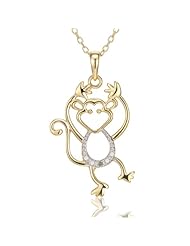 18k Gold Over Sterling Silver and Diamond Accent Flirty Monkey Pendant
