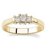 18k Yellow Gold Three-Stone Princess-Cut Diamond Ring (G/VS2, 1/4 ct. tw.)