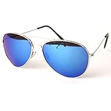 Full Mirror Fashion Color Aviator Sunglasses - 3688 - Ice Blue