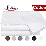 Cotton Full Bed-Sheet-Set White - 4 Piece Bedding Set, Flat Sheet, Fitted Sheet and 2 Pillow Cases- Breathable, Cozy & Comfortable, Hotel Quality Extremely Durable - By Utopia Bedding (Full, White)