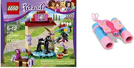 LEGO Friends Foal's Washing Station 77 Pcs &amp; free Gifts Sunny Patch Bixie Butterfly Binoculars (Colors may vary) Toys