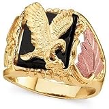 Men's Black Hills Gold and Onyx Eagle Ring