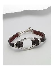 Saddle Brown Leather Bracelet In White Base
