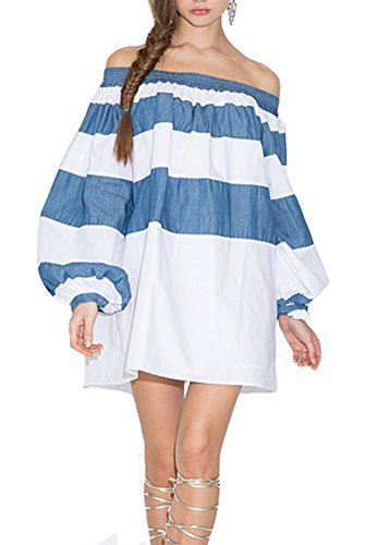 Summerwhisper Women's Off Shoulder Denim Dress White Medium