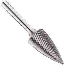 PFERD Tree Carbide Bur, Uncoated (Bright) Finish, Single Cut, Point End