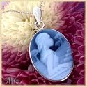 14K African-American Young Woman Cameo Pendant Color:White Gold