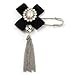 Broche Epingle de Sûreté Noeud Soie Gland Cristal (Plaqué Argent)