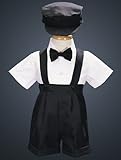 Black Special Occasion Suspenders and Short Set with Hat