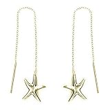 18kt Gold over Sterling Silver Starfish Ear Thread Earrings