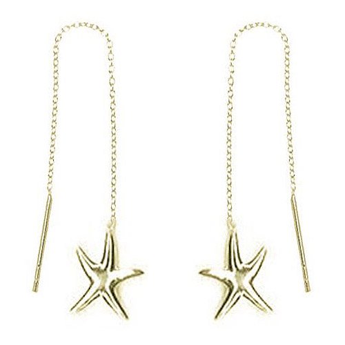 18kt Gold over Sterling Silver Starfish Ear Thread Earrings