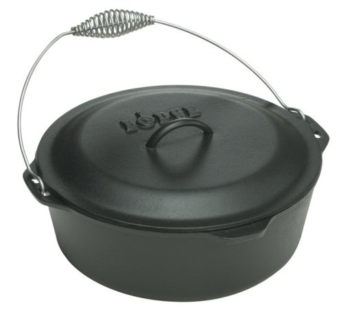 Lodge Logic 7-Quart Dutch Oven with Spiral Handle Bail and Iron Cover