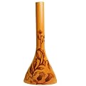 Ceramic Stem Vase With Floral Pattern - Light Brown / Dark Brown