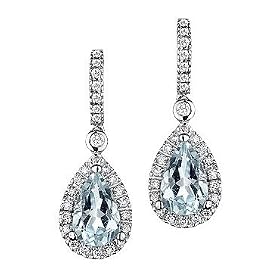 Aquamarine and Diamond Earrings by Reeds