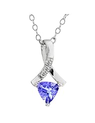 0.44 Ct Trillion Blue Tanzanite and White Topaz 14k White Gold Pendant 18" Chain