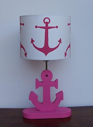 White with Pink Anchors Lamp Shade