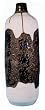 Hand sculpted asian ceramic bottle vase with chinese calligraphy etched in relief - 23"H