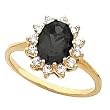 14K Yellow Gold Onyx and Diamond Ring
