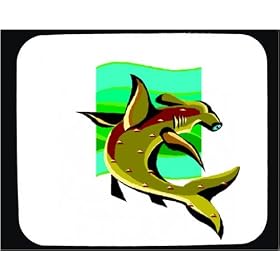 Decorated Mouse Pad with hammerhead, ocean, shark, sea, fish, predator