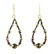 Earrings - E308 - Bugle Beads and Fire Polished Glass Beads - Oval Loop ~ Olive Green