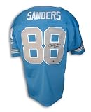 Charlie Sanders Autographed/Hand Signed Detroit Lions Blue Throwback Jersey Inscribed ''HOF 07''