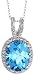 14k White Gold 18" Chain & 13/16" (21mm) tall Pendant, w/ 0.18 Carat Round Brilliant Diamonds & 5.00 Carats Oval Cut Blue Topaz Stone
