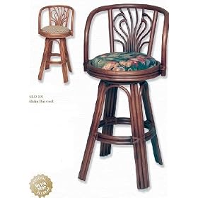 Alexander and Sheridan Aloha Rattan Swivel Barstool 