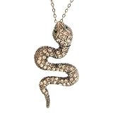 Rhinestone Snake Necklace In Crystal with Burnished Silver Finish