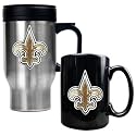 NIB New Orleans Saints NFL Steel Coffee Travel Mugs