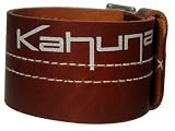 Image of Kahuna KJ006 Gents Brown Cuff with Cream Stitch Detail and Cream Kahuna Branded Logo