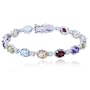 Sterling Silver Oval Multi-Gemstone Bracelet, 7.25"