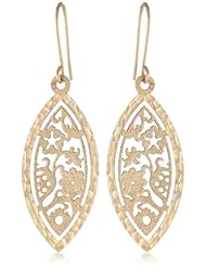 14k Italian Yellow Gold Fancy Filigree Design Dangle Earrings