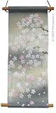 Review Yoshioka  / 'Yozakura' - Cherry Blossoms in Moonlight Japanese Hanging Scroll Mini Tapestry