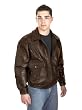 Oscar Armanno Men's Brown Stone Leather Bomber Jacket