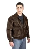 Oscar Armanno Mens Brown Stone Leather Bomber Jacket