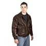 Oscar Armanno Men's Brown Stone Leather Bomber Jacket