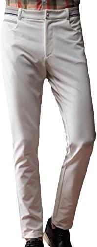 MRN Men's Fashion Straight Skinny Flat Front Cotton Pant 34 White