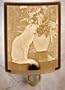Cat with Flowers Porcelain Lithophane Curved Night Light